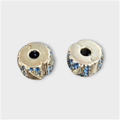 Pair of Pandora #792552C01 Curved Feather & Pave Clip Charm